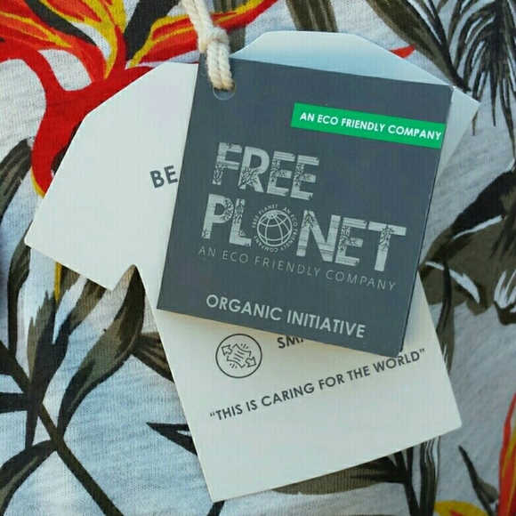 Free Planet Organic Cotton Tropical Hawaiian T-Shirt S - Picture 7 of 8